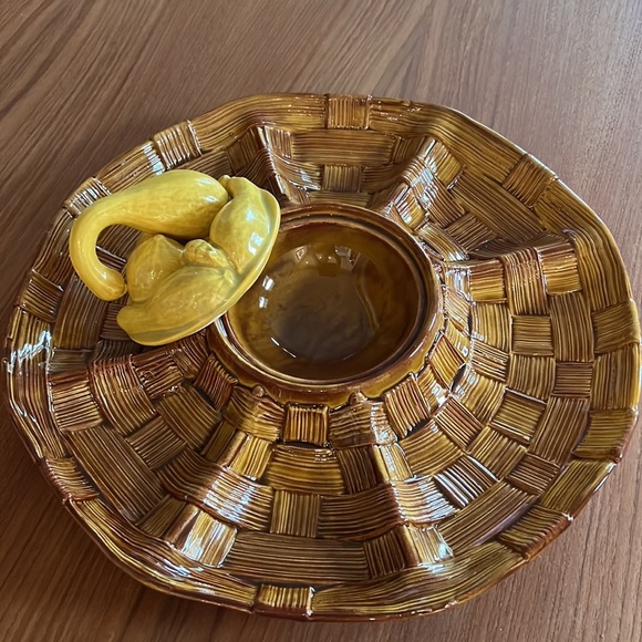 1960s California pottery veggies and dip flatter extra large - Picture 7 of 7